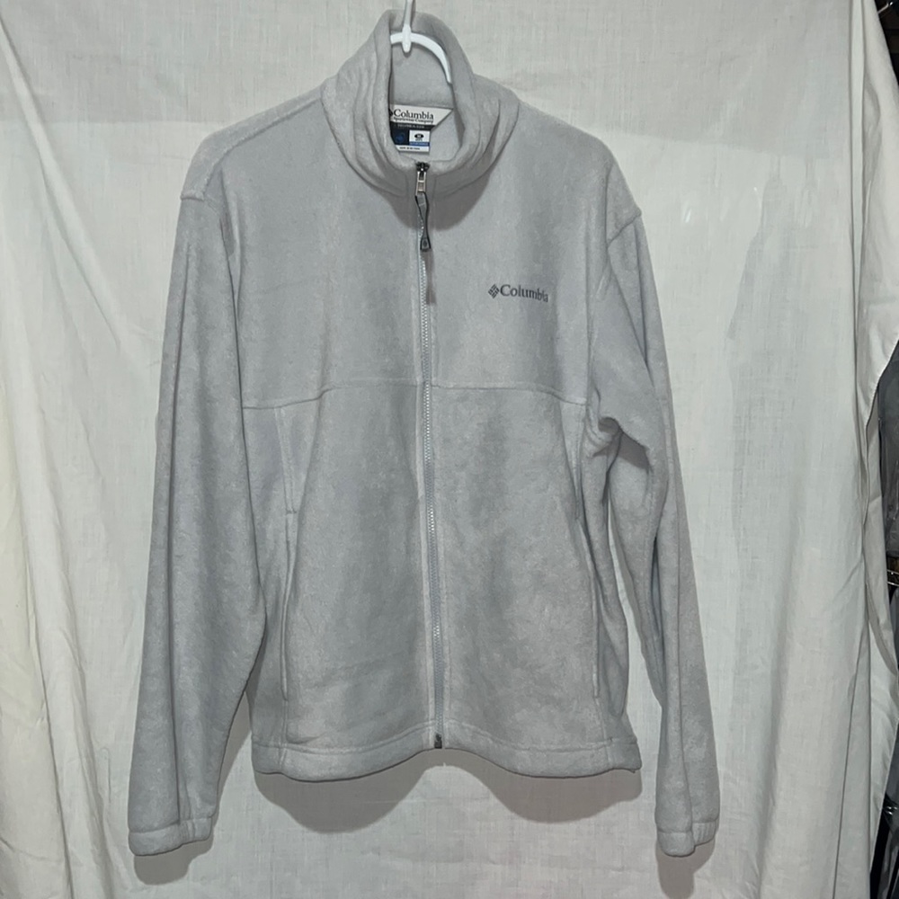 columbia mens grey fleece, size medium